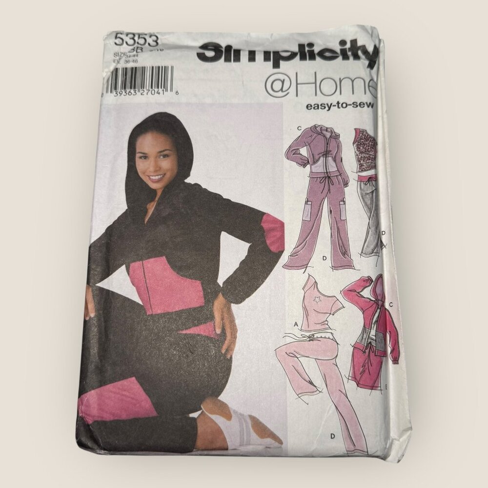Vintage Simplicity Sewing Pattern 5353 Jrs Misses Pants Skirt Top Hoodie Sz 8-18